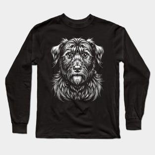 Affenpinscher dog portrait black and white affie art Long Sleeve T-Shirt